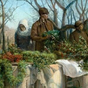 Selling Christmas Greens by E.H. Miller - Art Print