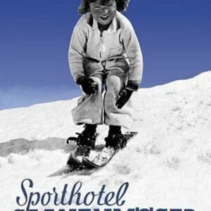 Sporthotel Saanenmoser: Little Girl Skiing by Armin Reiber - Art Print
