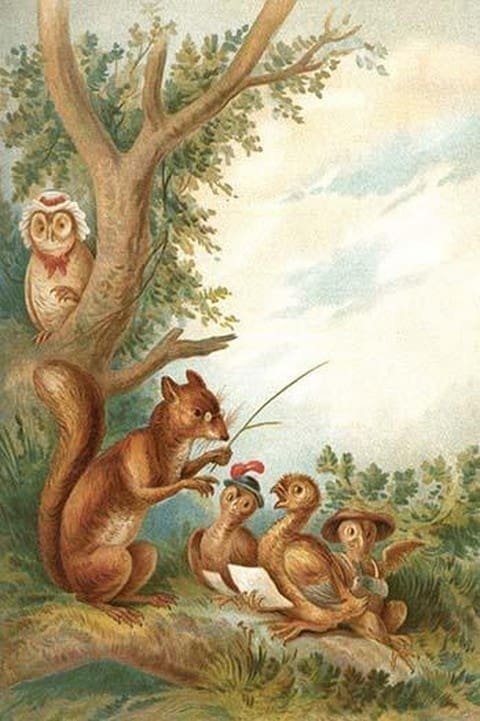 Squirrel Teaches Ducks by Anton Hochstein - Art Print