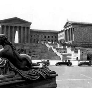 Statue in Front of Philadelphia Museum of Art by FREE LIBRARY OF PHILADELPHIA - Art Print