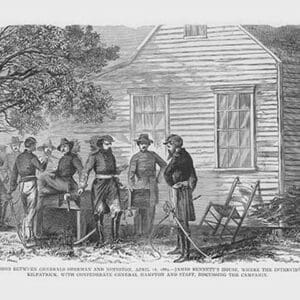 Surrender Negotiations between Sherman & Johnston at Bennett's House by Frank Leslie - Art Print
