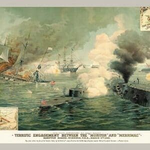 The First Encounter of Ironclads 'Monitor' and 'Merrimac' - Art Print