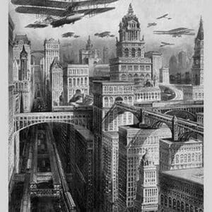 The New York of the Future as Imagined in 1911 by Richard Rummell - Art Print