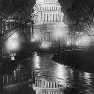 The U.S. Capitol Builing in a light night rain - Art Print