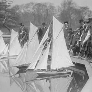 Toy Yachts are the pride of Central Park Enthusiasts as they race them in a Park Pond - Art Print