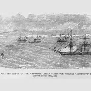 US War Steamer 'Mississippi' Fires on Confederate Vessel by Frank Leslie - Art Print