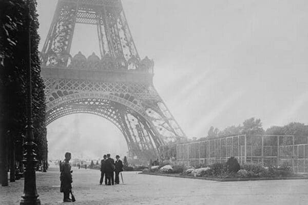 WWI Guard stand watch at the base of the Eiffel Tower in France - Art Print