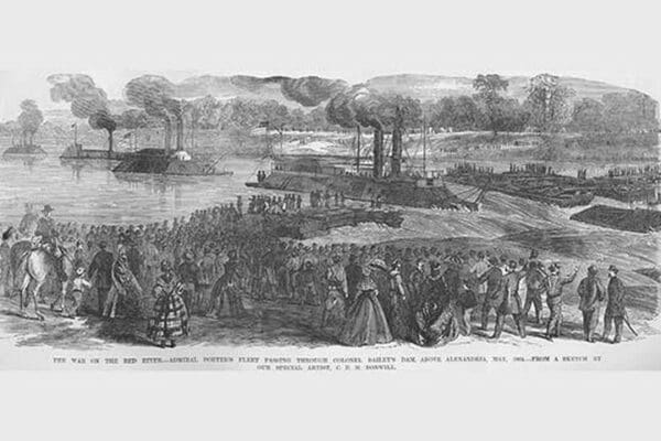 War on the Red River - Admiral Porter's Fleet by Frank Leslie - Art Print