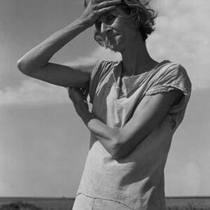 Wife of a migratory laborer with three children by Dorothea Lange - Art Print