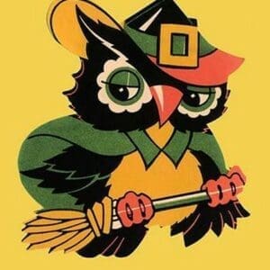 Wizard Owl on Broomstick - Art Print
