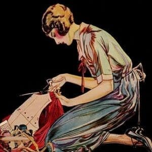 Woman cuts a dress patter with her scissors by Modern Priscilla #2 - Art Print
