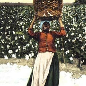Woman with Basket of Cotton - Art Print