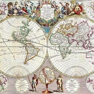 World Map with Figural Representations of the World's Peoples by John Seney - Art Print