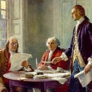 Writing the Declaration of Independence in 1776 by Jean Leon Gerome Ferris - Art Print