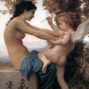 Young Girl Defending Herself against Cupid by William Bouguereau - Art Print