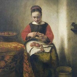 Young Girl Peeling Apples by Nicolaes Maes - Art Print