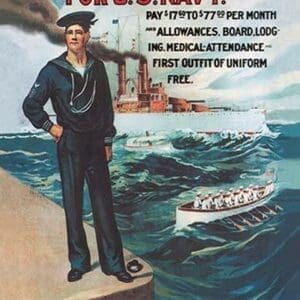 Young Men Wanted for U.S. Navy - Art Print