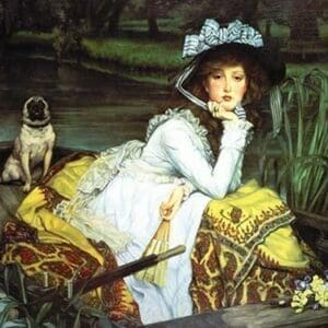 Young Woman Looking in a Boat by Tissot - Art Print