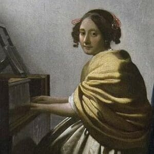 Young Woman Seated at a Virginal by Johannes Vermeer - Art Print