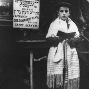 Young man in Tallit (prayer shawl) by Bains News Service - Art Print