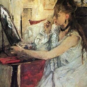 Young woman powdering her face by Berthe Morisot - Art Print