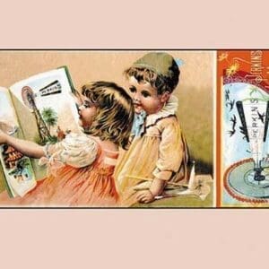 Youngsters Admiring a Perkins Windmill Catalog - Art Print
