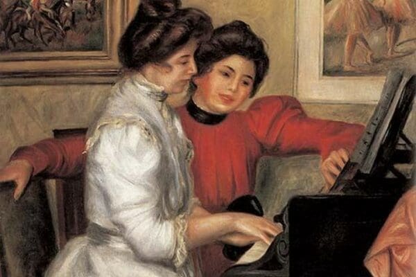 Yvonne and Christine Lerolle at the piano by Pierre-August Renoir - Art Print