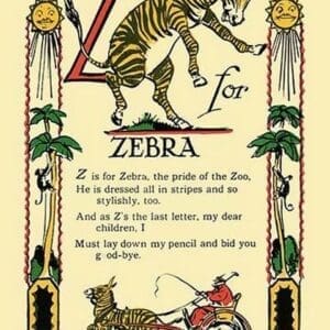 Z for Zebra by Tony Sarge - Art Print