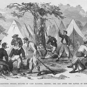 Zouaves get a Shave in Camp McGinnis after Battle of Bomney by Frank Leslie - Art Print