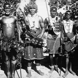 Zulu Warrior Tribesmen with Spears and Shields - Art Print